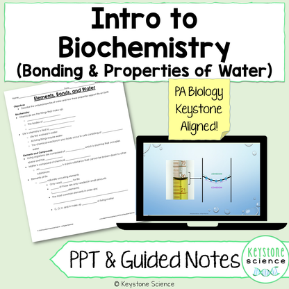 Biochemistry Elements Bonding Water PowerPoint & Notes Biology Keystone Aligned
