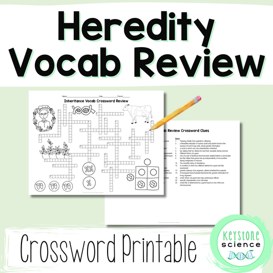 Genetics, Mendelian and Non-Mendelian Inheritance Vocab Review Crossword Puzzle