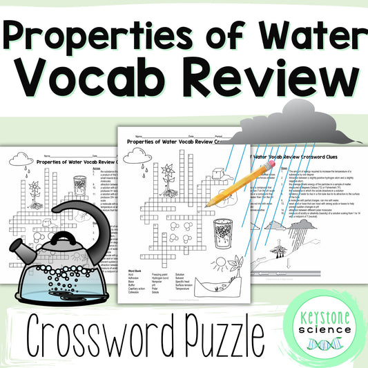 Properties of Water Review Crossword Puzzle Biochemistry Cohesion Adhesion