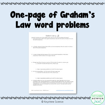 Graham's Law Practice Problems with Answer Key Chemistry Gas Laws
