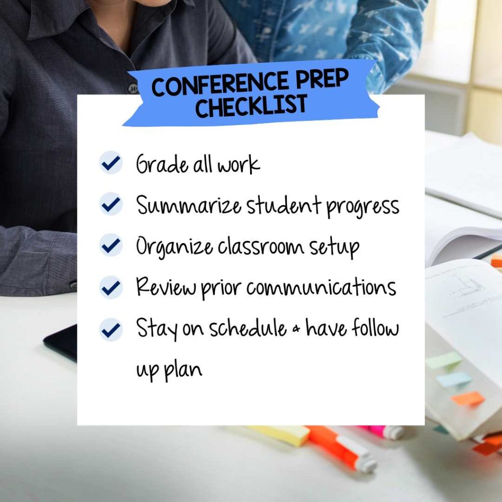 conference checklist for parent teacher meetings